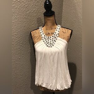 Sky White Embellished Women's Blouse